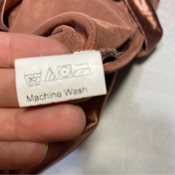 Drapey Cowl Neck Bodysuit Silky Shiny Rose Sleeveless Top Blouse Dressy Wom Sm - Picture 12 of 15